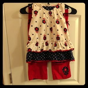 2 piece Cotton Ruffle shirt and Capris